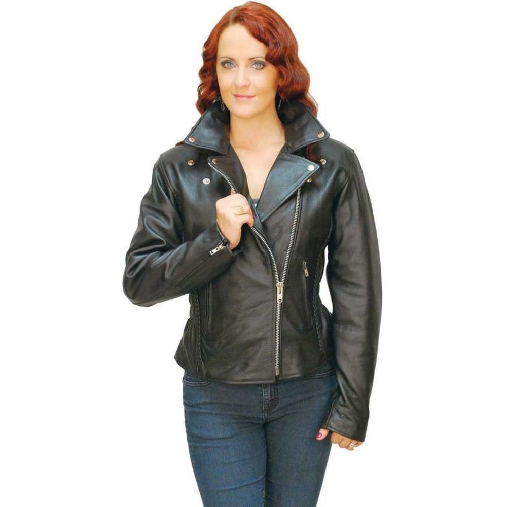 Road Angel black leather motorcycle jacket